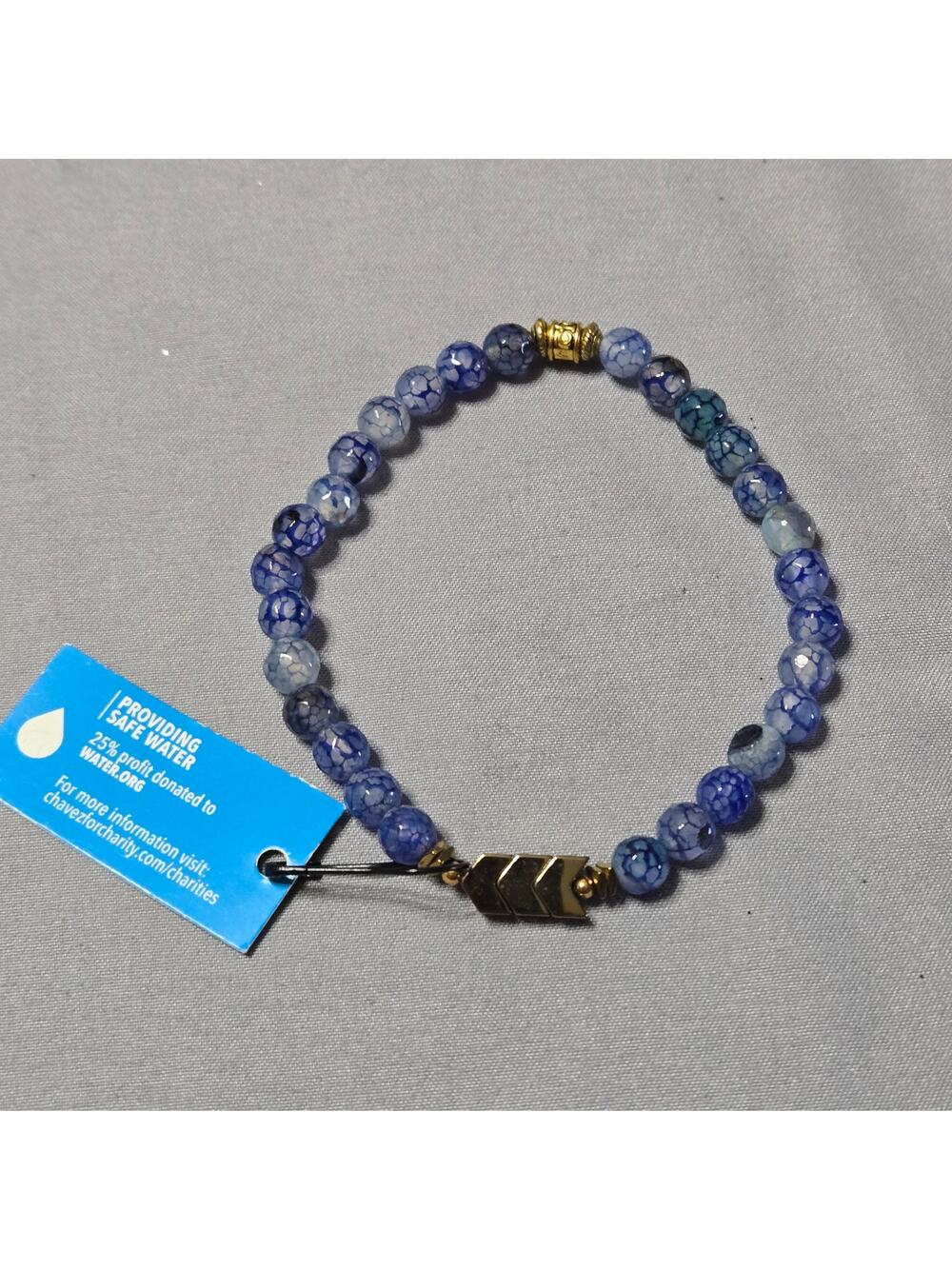 Chavez for Charity Blue Dragon Vein Agate Bracelet Water.org